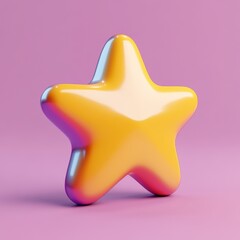 Vibrant Yellow Star on Soft Pink Background