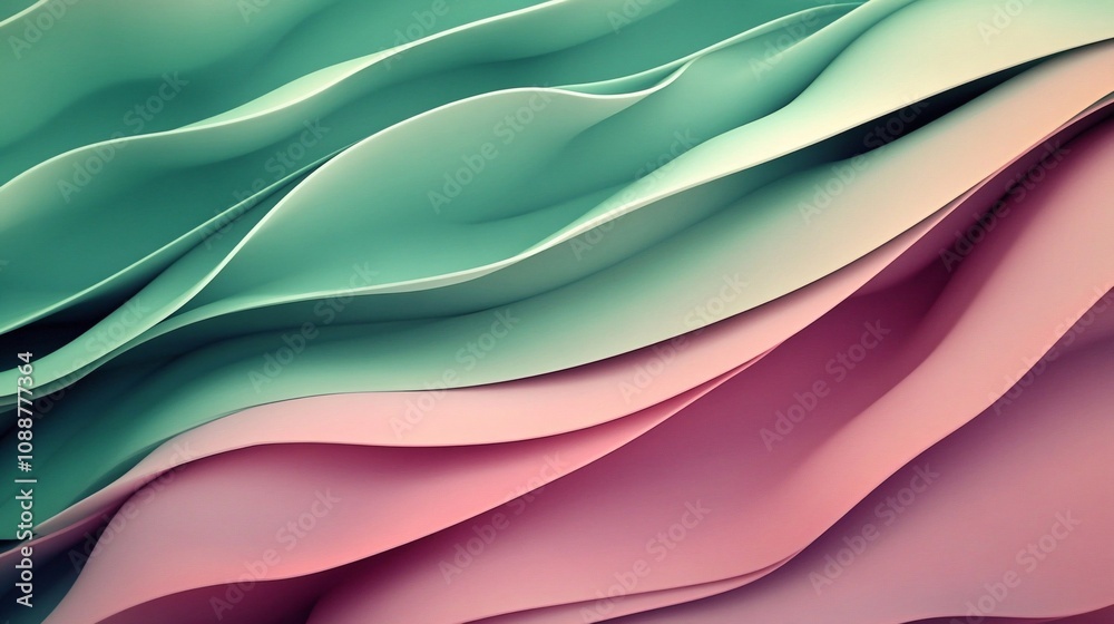 Canvas Prints flowing abstract shapes in green and pink pastels