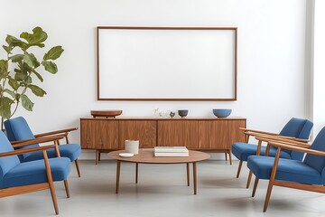 Polished Mid-Century Living Room with Welcoming Chairs and Natural Light