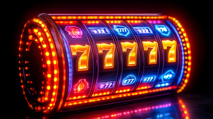 Illuminated Slot Machine with Lucky 777 Jackpot