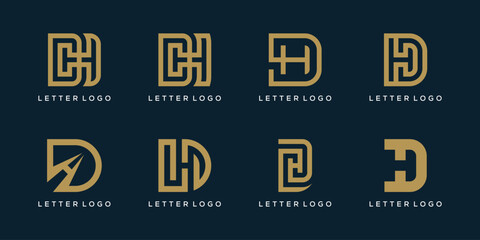 Set of Monogram Initial Letter DH HD, Design Logo Inspiration