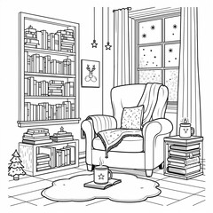 Peaceful Winter Scene with a Book and a Cup of Tea