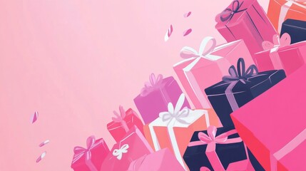 Gift Christmas and New Year A bunch of presents are stacked on top of each other