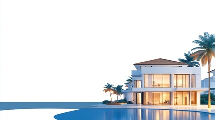 Fototapeta premium Luxury Modern Coastal Home with Smart Lighting and Open Tech Friendly Space