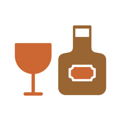 Wine Bottle and Glass Vector Icon