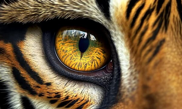 Close-Up of Tiger Eye with Striking Details
