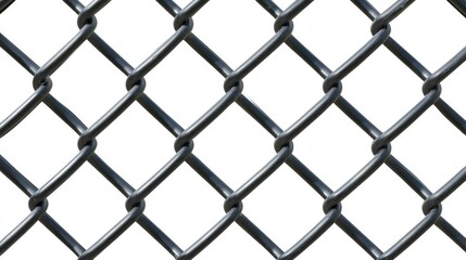 Fototapeta premium Chain link fence in black with a plain white background, ideal for layered designs and text overlays.