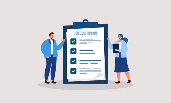 Job duties and responsibilities, job description, qualifications and requirements concept