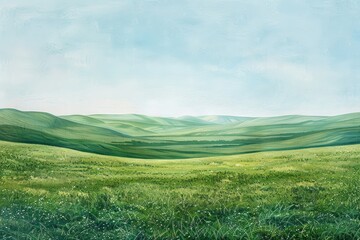 Obraz premium Grass field borders inner mongolia fields illustration landscape.