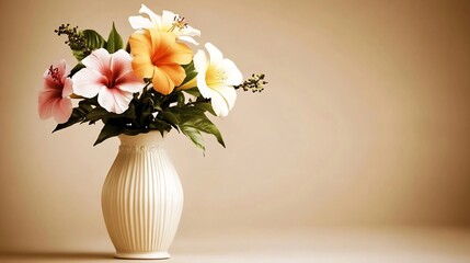 Soft Focus Vintage Tropical Floral Arrangement in Classic Vase with Warm Sepia Tones