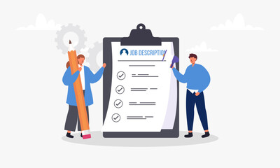 Job duties and responsibilities, job description, qualifications and requirements concept