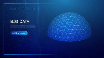 Big data sphere shield. Protect dome energy field. Technology background.