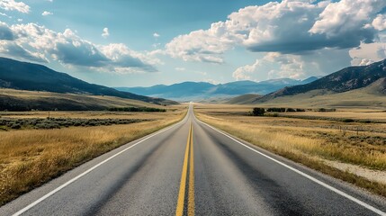 Naklejka premium Open Road Through Mountain Valley Landscape