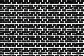 Black Brick wall  background. Vector illustration. Black and white.