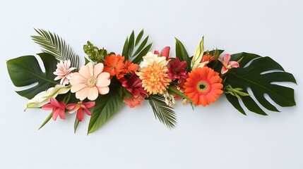 Vibrant Retro style Tropical Floral Arrangement with Minimalist Modern Approach