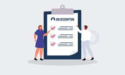 Job duties and responsibilities, job description, qualifications and requirements concept