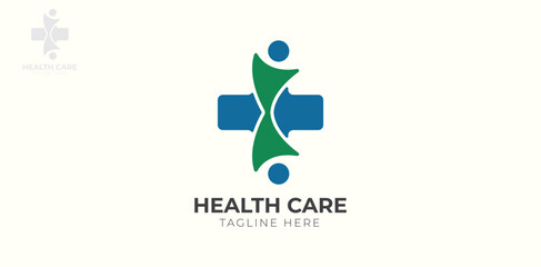 green and blue health and medical logo