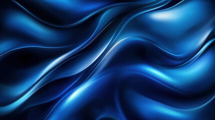 Obraz premium Smooth, flowing navy blue curves create dynamic and elegant abstract background, evoking sense of movement and depth