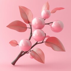 Fototapeta premium Delicate Blush: Enchanting Pearls on Vibrant Leaves