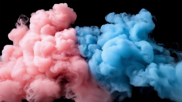 Pink and Blue Smoke on Black Background 