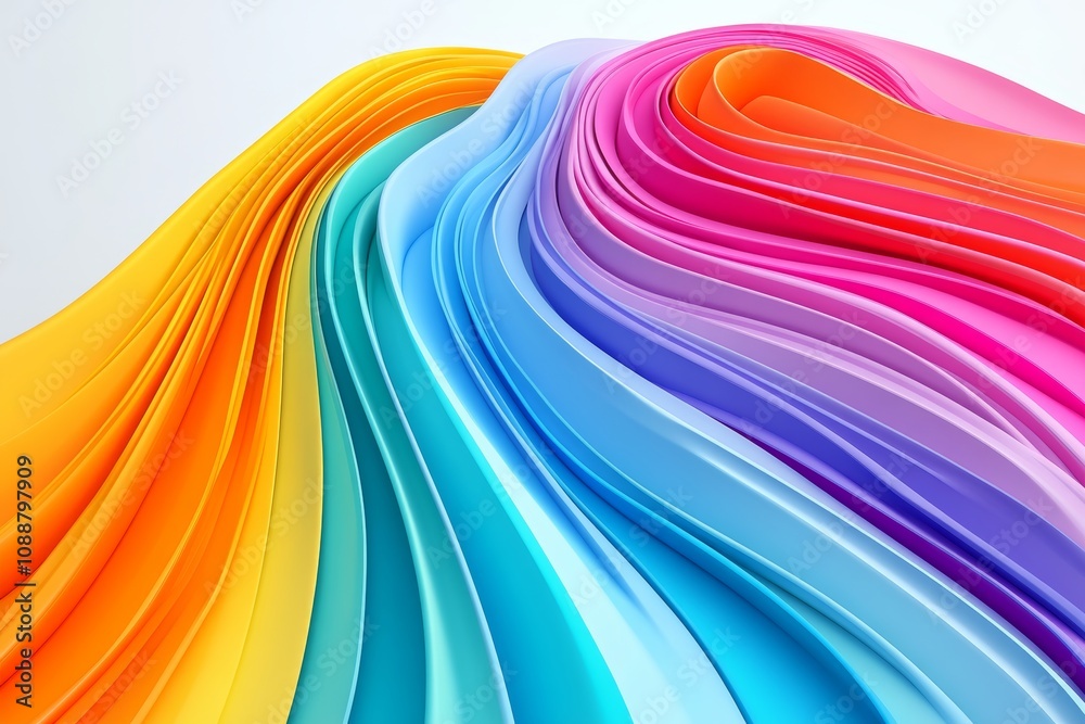 Poster abstract rainbow design on white background a 3d rendering exploration of color and form
