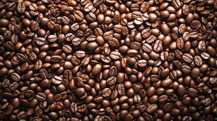 Fototapeta premium High-quality roasted coffee beans in a rich, dark brown color, perfect for brewing.