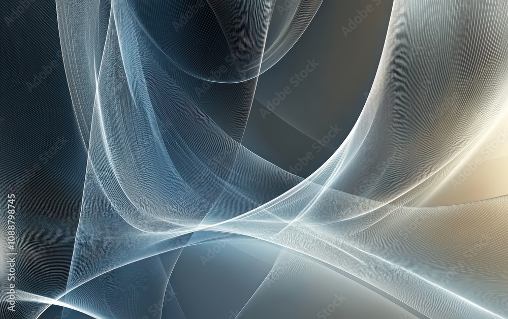 Poster ethereal waves of light and color flowing gracefully in a soft abstract background, creating a sense