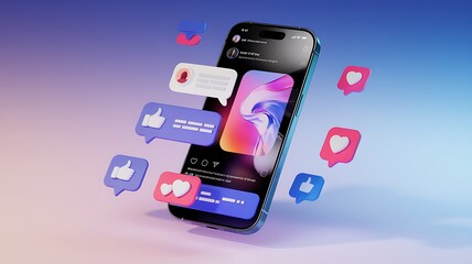 Futuristic 3D Smartphone Mockup with Modern Design Elements and Realistic Render