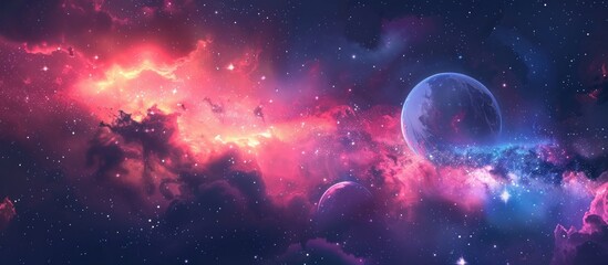 Obraz premium Cosmic Clouds and Planets