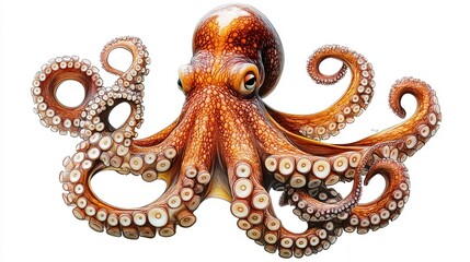 Obraz premium Hand-Drawn Octopus Illustration on White Background