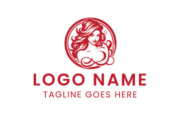 woman stylish logo with long hair