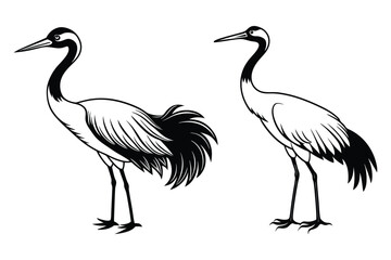 Fototapeta premium crane animal silhouette vector illustration white background
