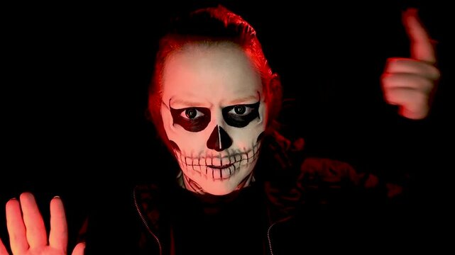 Model wearing makeup reminiscent of an American Horror Story character - Tate Langdon