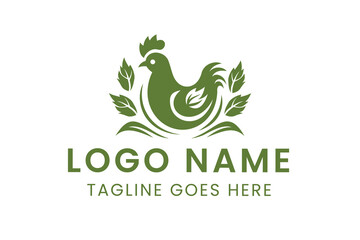 chicken hen leaves nest logo