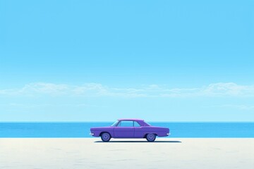 Car at Beach umbrella beach outdoors horizon.