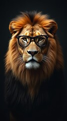 Fototapeta premium The Intellectual Lion: Majesty Meets Modern Style