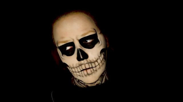 Model wearing makeup reminiscent of an American Horror Story character - Tate Langdon