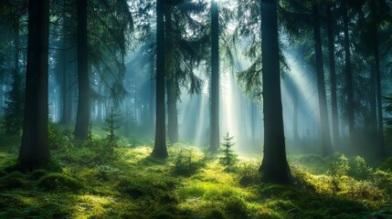 Obraz premium Misty landscapes: enigmatic beauty in the fog
