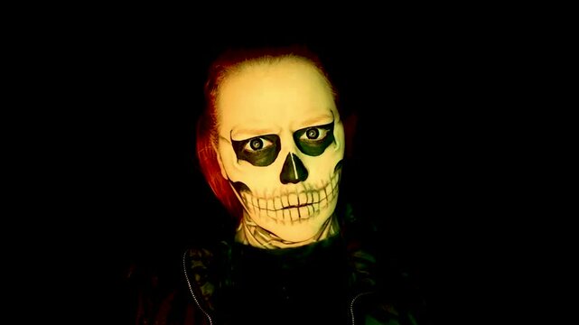 Model wearing makeup reminiscent of an American Horror Story character - Tate Langdon