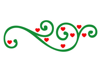 Logo adorno de San Valentín. Línea de decoración de caligrafía con corazones para felicitaciones y tarjetas © teracreonte