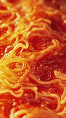 Close-Up View of Vibrant and Glossy Red Sauce with Silky Strings for Culinary Inspiration and Food Photography in Delicious Recipes