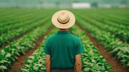 Farmer Maintaining Diverse Vegetable Beds for Soil Health and Sustainability