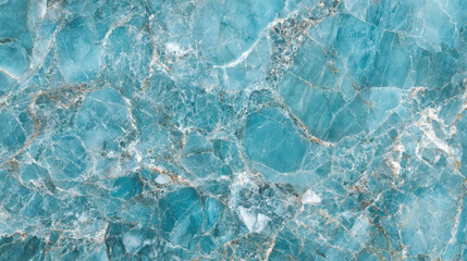 Fototapeta premium Turquoise blue marble with intricate patterns and natural texture, showcasing blend of light and dark shades, perfect for interior design and decoration
