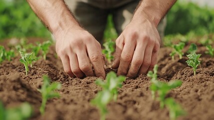 Farmer Using Digital Sensor to Analyze Soil for Sustainable Farming Practices