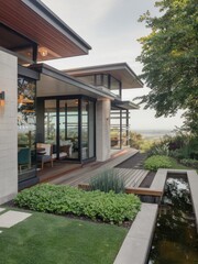 Modern Contemporary Home with Floor-to-Ceiling Windows and Beautiful Landscaping