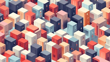 Obraz premium Vibrant Isometric Building Grid with Organized Structured Layout