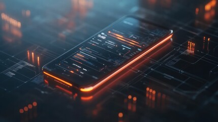 Obraz premium Futuristic phone on circuit board.