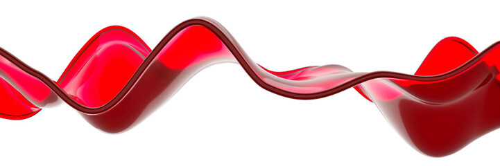 Liquid red glass waves. Beautiful flowing splash