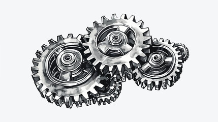 Cogwheel Mechanism as Teamwork Concept - Handdrawn Vector Illustration
