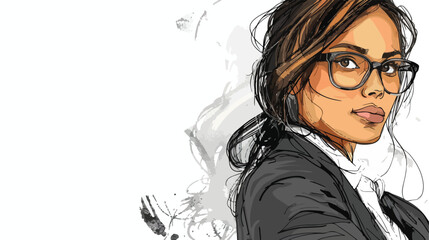 Professional Businesswoman with Sketches Background - Office Creative Concept